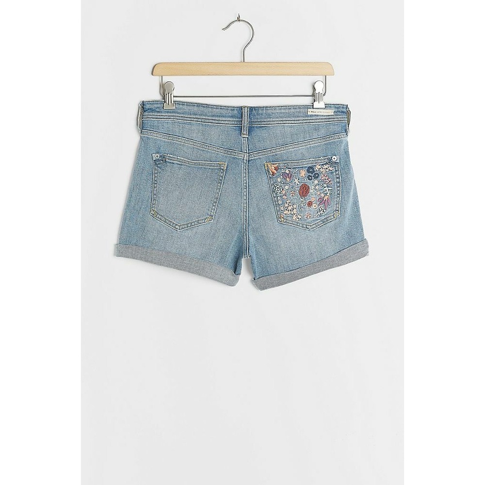 NEW Anthropologie 32 Pilcro Embroidered High-Rise Slim Boyfriend Denim Shorts